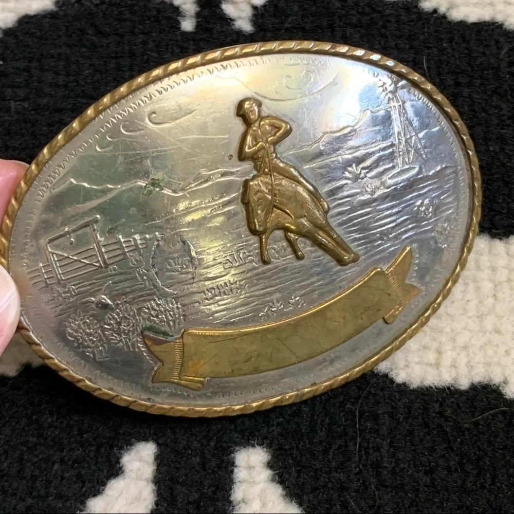 Tony Lama German Silver Ranch Cowboy Horse Riding Belt Buckle
